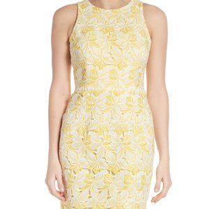 Maggy London Size 4 Yellow Cream Sleeveless Shift Dress
